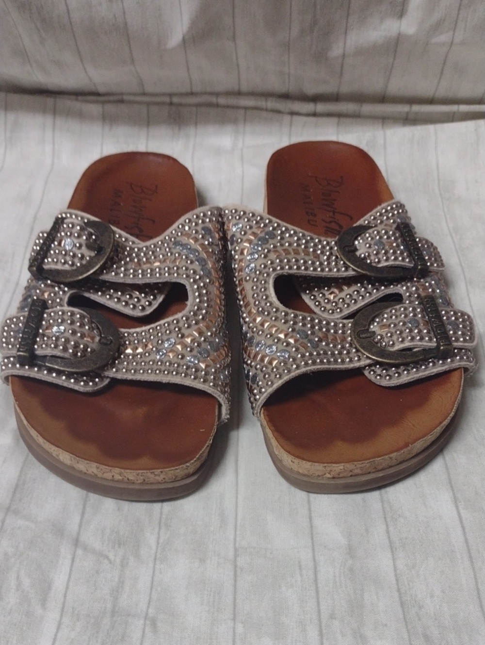 Blowfish Malibu Studded Double-Buckle Slide Sandals (J1366)